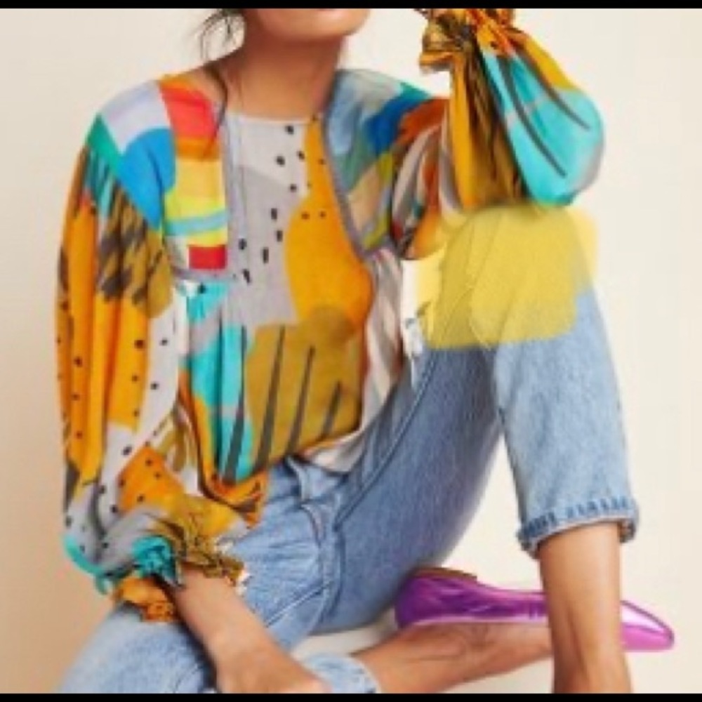 Anthropologie Bl^nk Miranda Peasant Top, Size M Petite